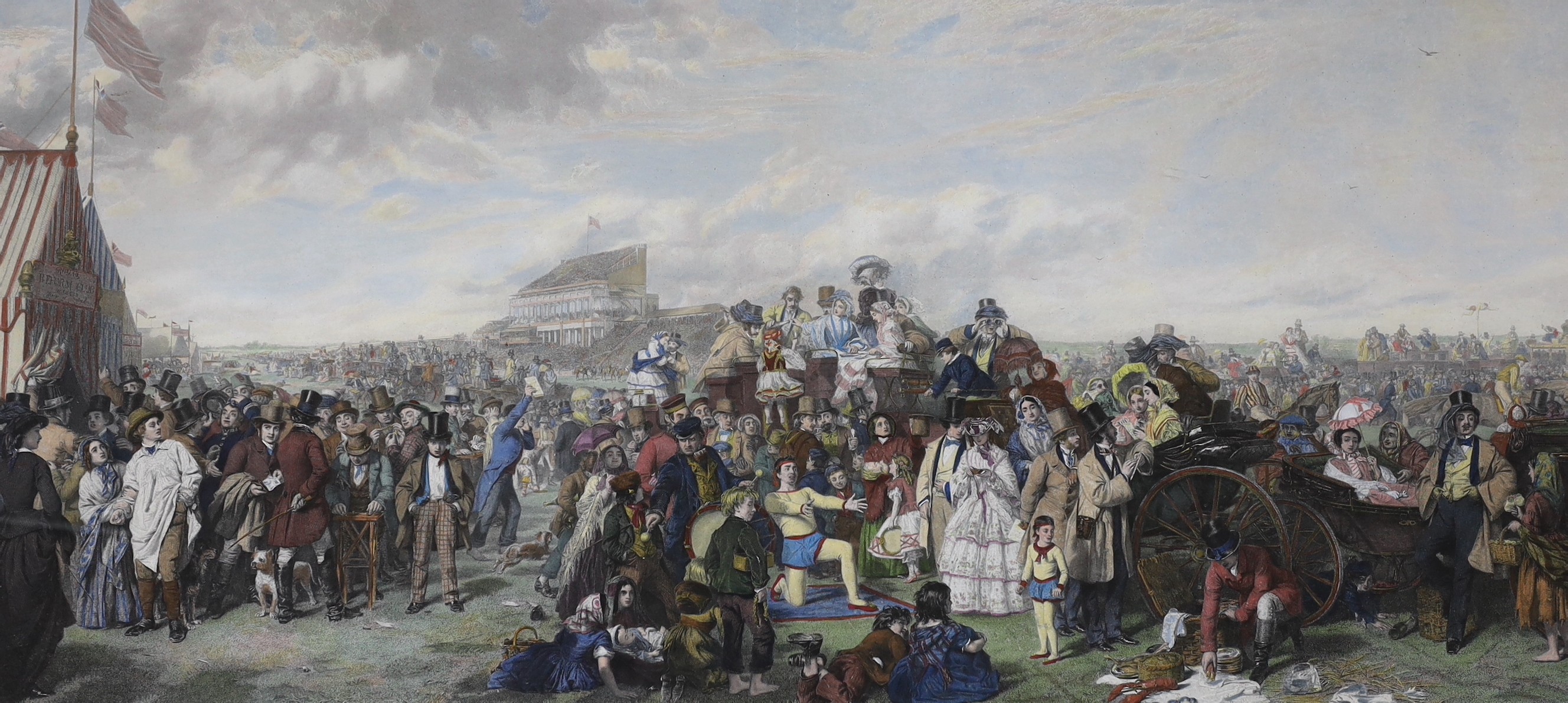 Blanchard after William Powell Frith, coloured engraving, 'Derby Day', signed in pencil by both artists, visible sheet 57 x 114cm